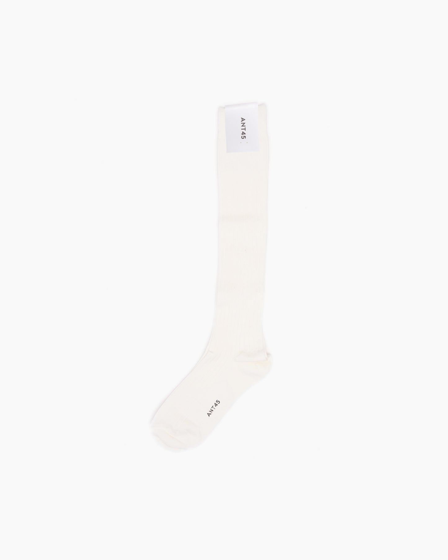 White Long Ribbed Cotton Sock