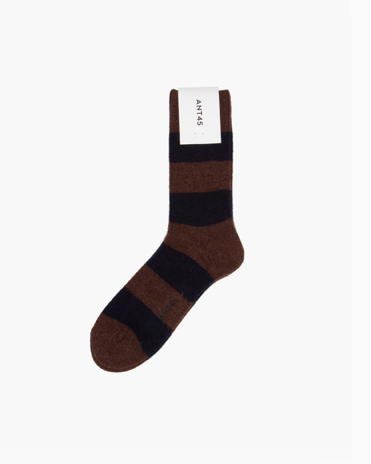 Brown & Navy Striped Geel Wool Sock