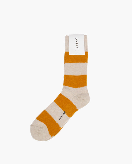 Cream & Mustard Striped Geel Wool Sock