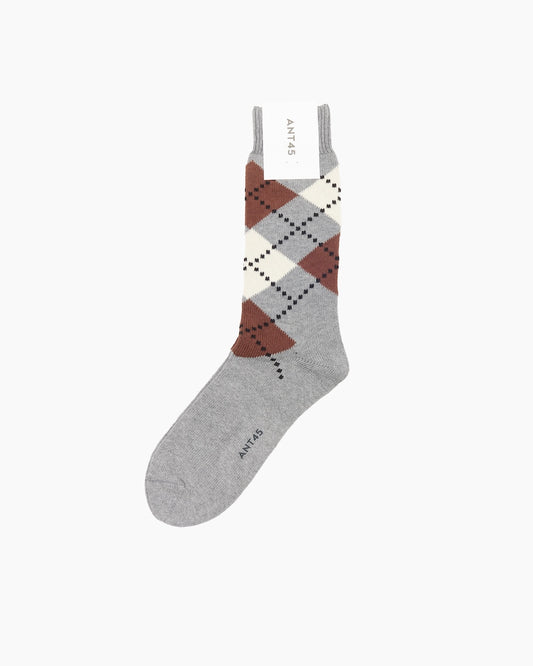 Grey & Brown Argyle Lussino Sock