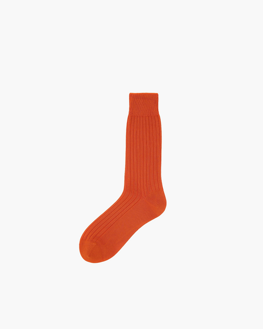 Orange Short Ribbed Cotton Sock