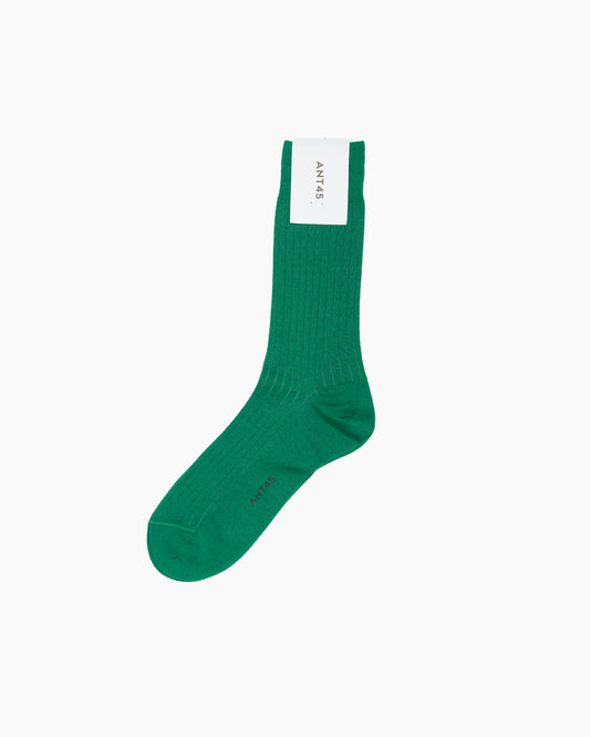 Green Short Ribbed Cotton Sock