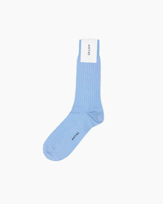 Light Blue Short Ribbed Cotton Sock