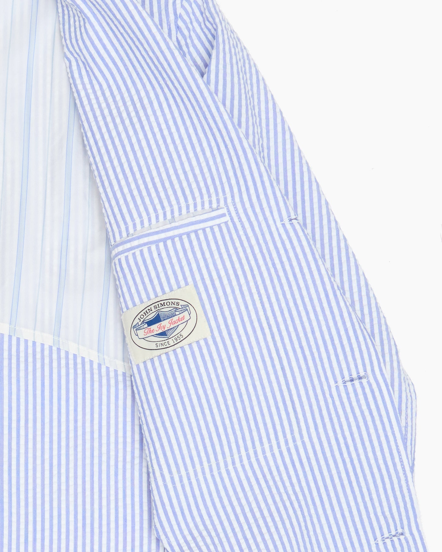 Blue & White Stripe Half Lined Seersucker Ivy Jacket