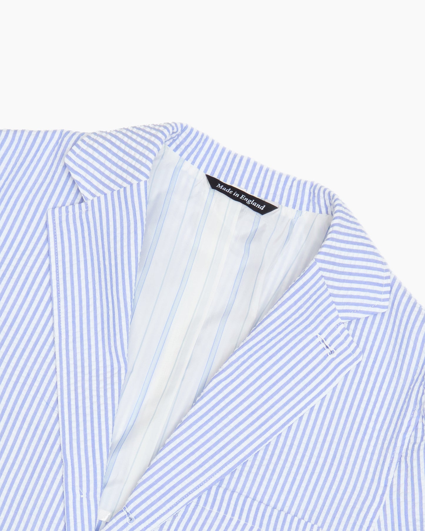 Blue & White Stripe Half Lined Seersucker Ivy Jacket
