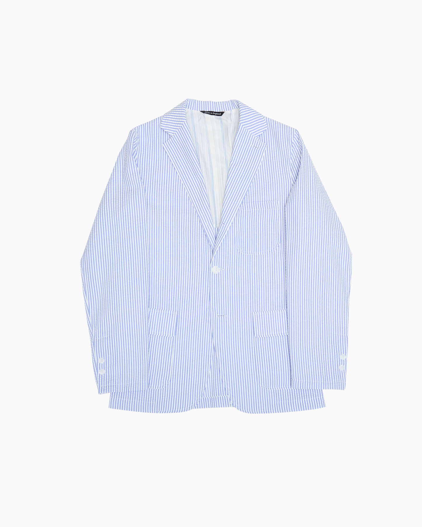 Blue & White Stripe Half Lined Seersucker Ivy Jacket