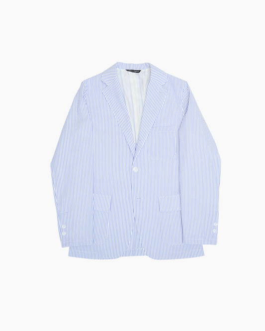 Blue & White Stripe Half Lined Seersucker Ivy Jacket