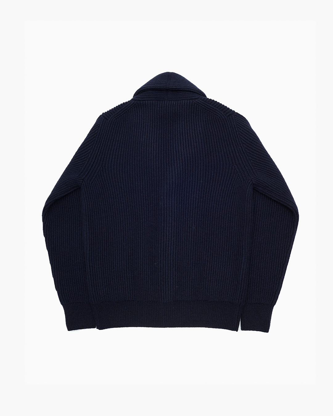 Navy Ribbed Shawl Collar Cardigan