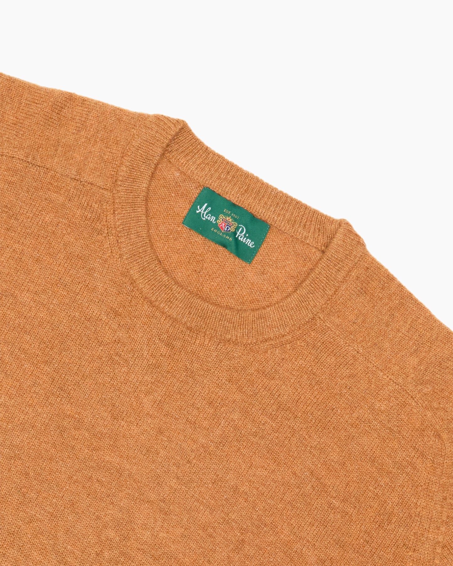 Rust Dorset Lambswool Saddle Shoulder Crew Neck