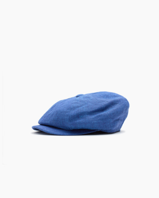 Azure Blue Irish Linen Alfie Cap
