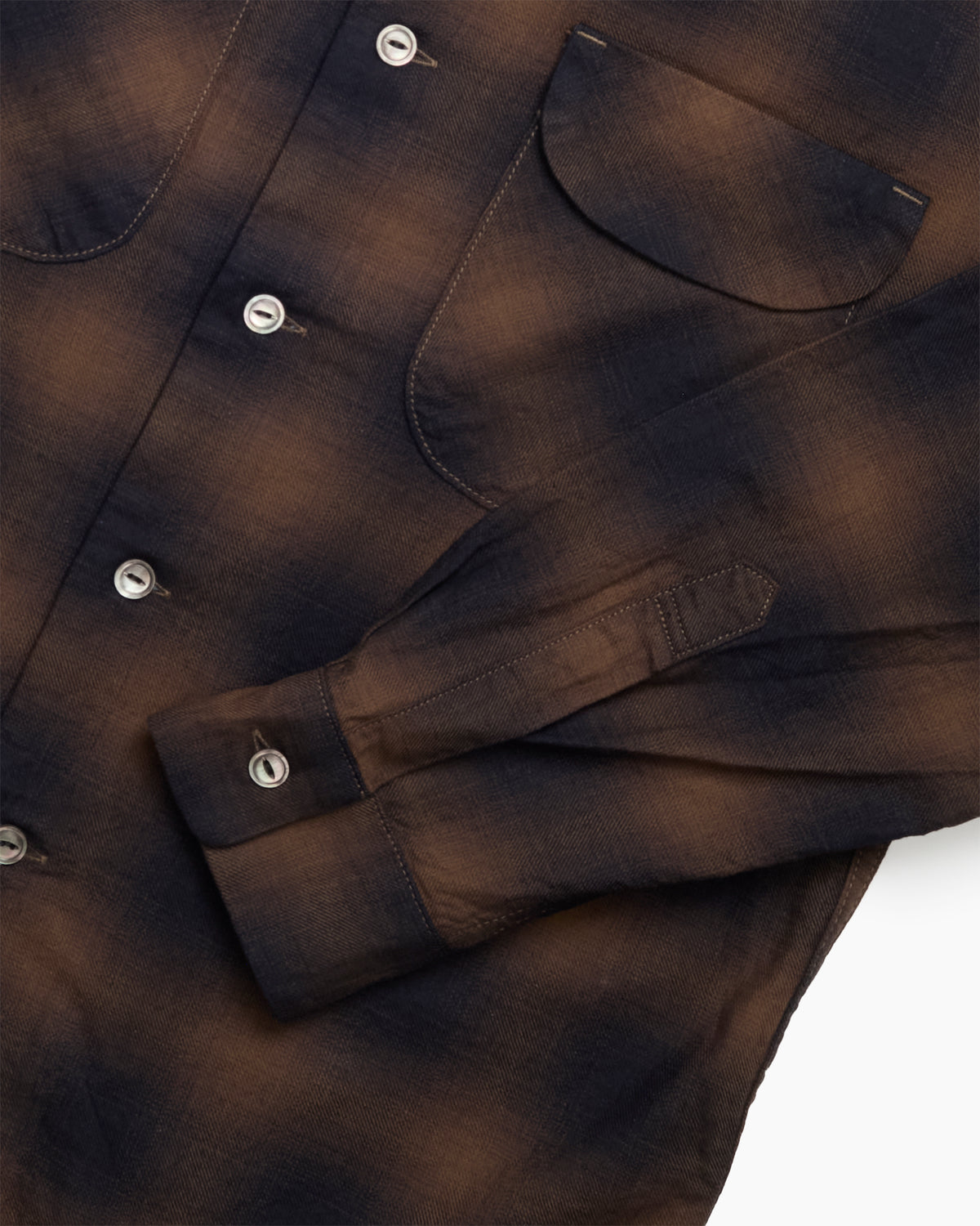 F3519 Brown Check Open Collar Shirt