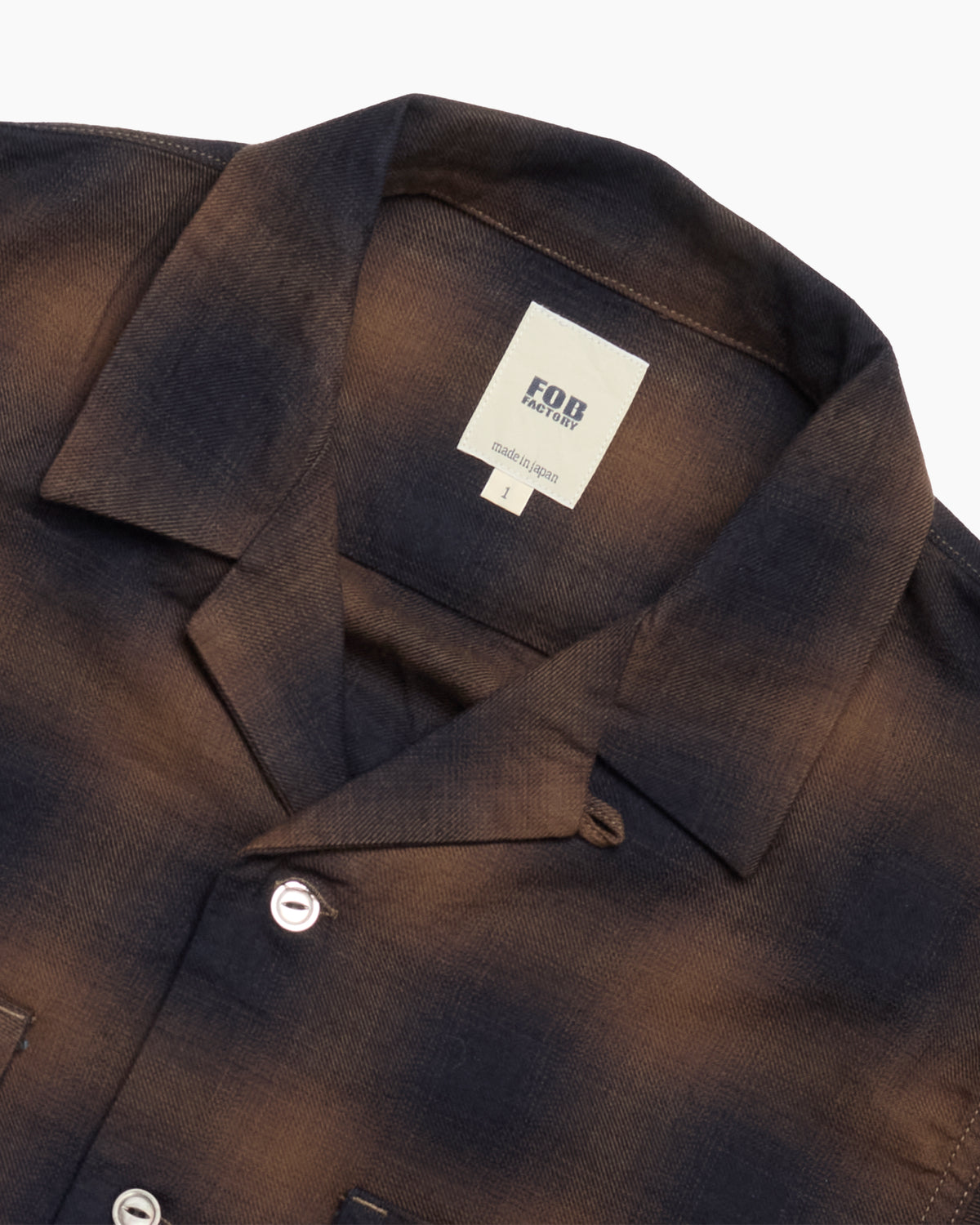 F3519 Brown Check Open Collar Shirt