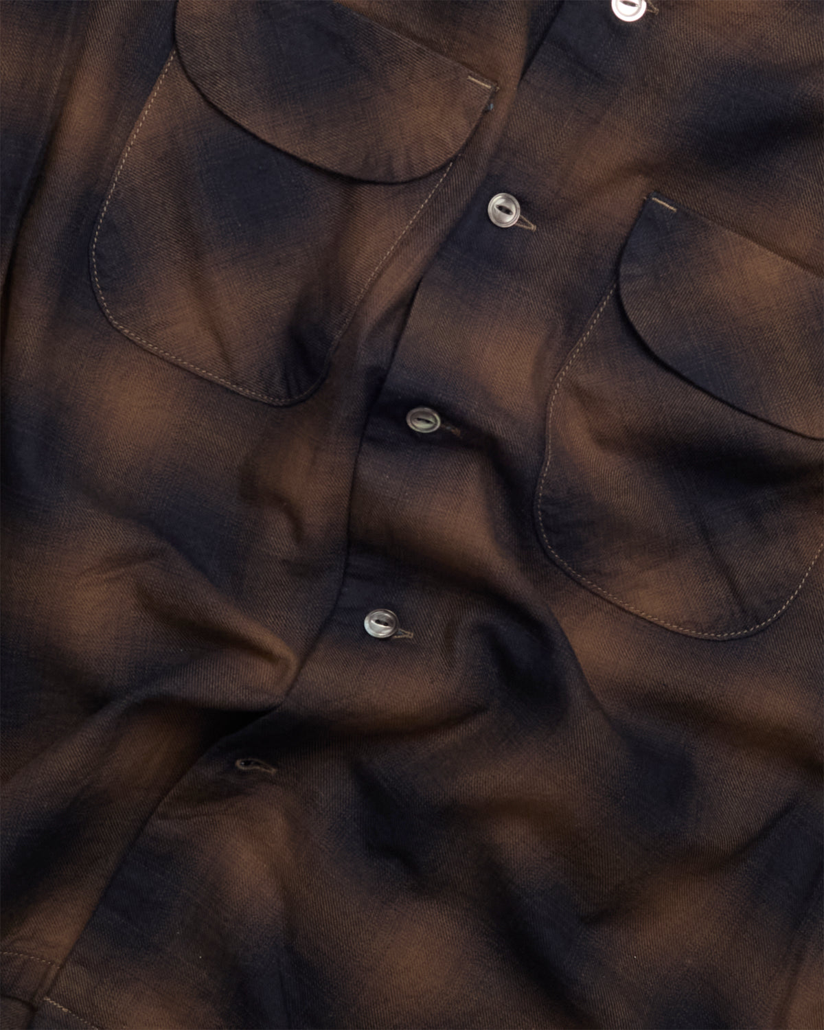F3519 Brown Check Open Collar Shirt