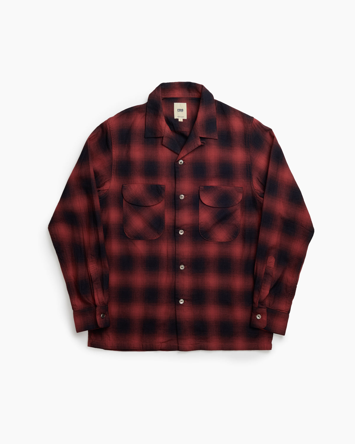 F3519 Red Check Open Collar Shirt