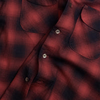 F3519 Red Check Open Collar Shirt