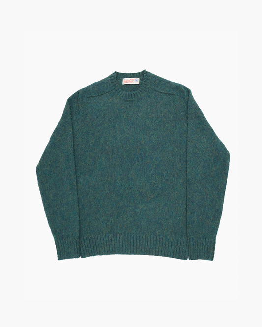 Green Brushed Shetland Crew Neck