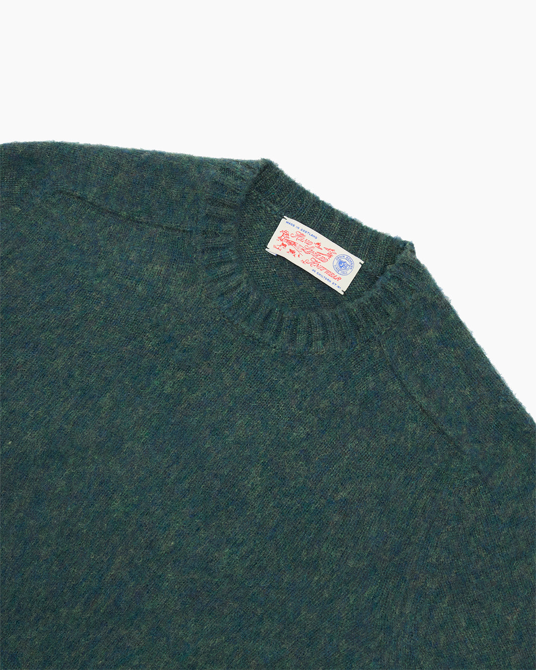 Green Brushed Shetland Crew Neck