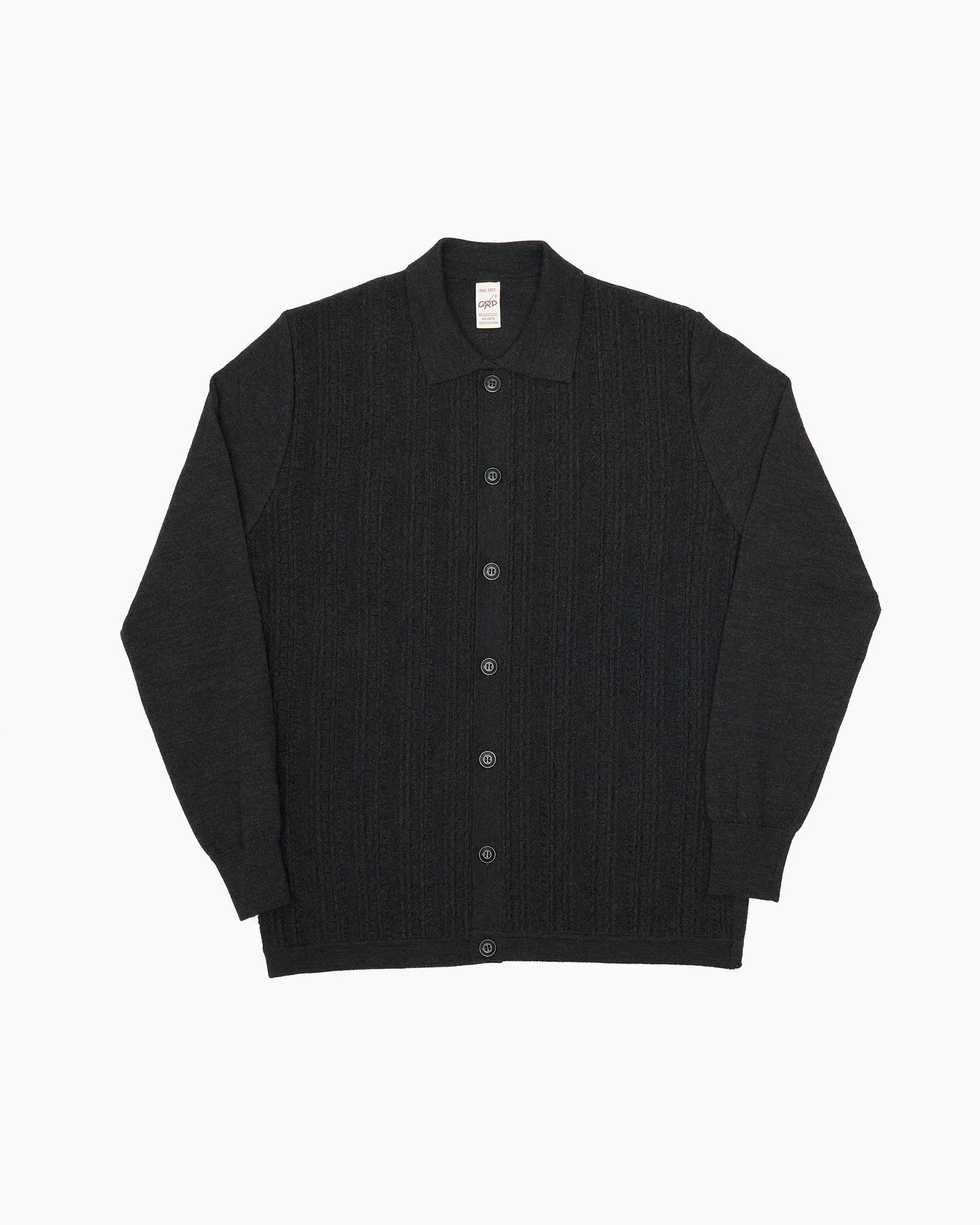 Charcoal Polo Knit Cardigan
