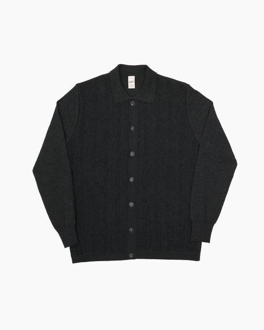 Charcoal Polo Knit Cardigan