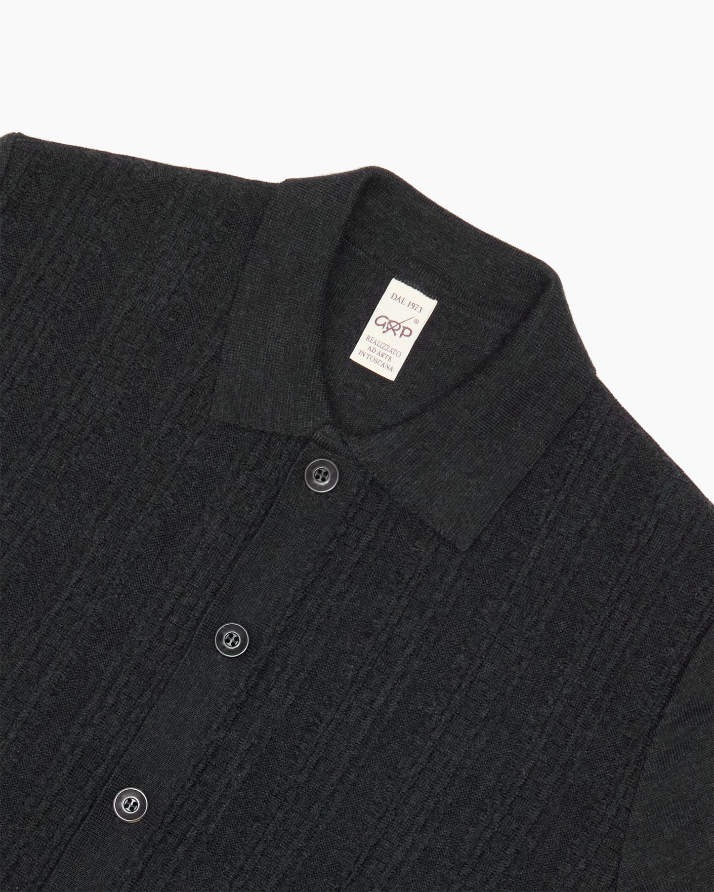 Charcoal Polo Knit Cardigan