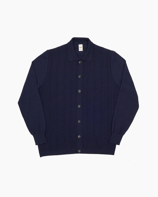 Navy Polo Knit Cardigan
