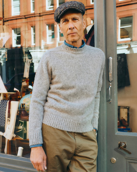 Grey Melange Brushed Shetland Knit Jumper