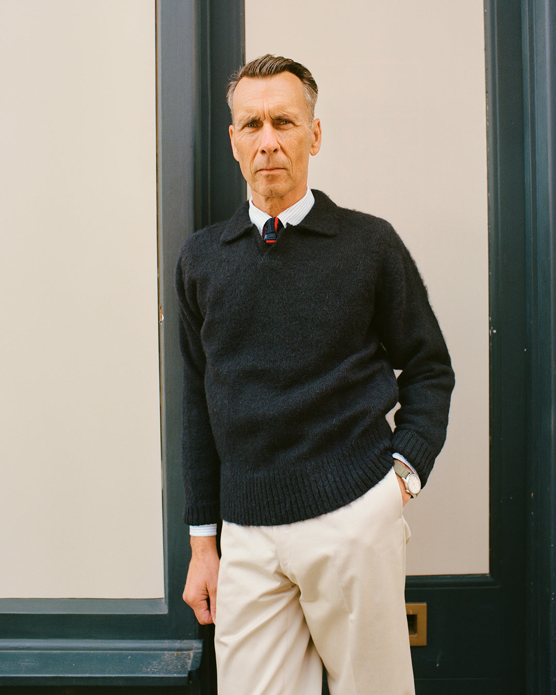 Navy Shaggy Dog Polo Neck Jumper