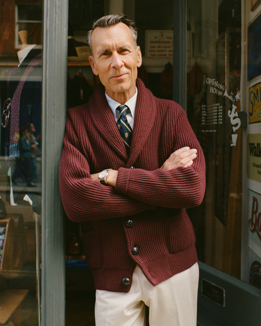 Burgundy Ribbed Shawl Collar Cardigan
