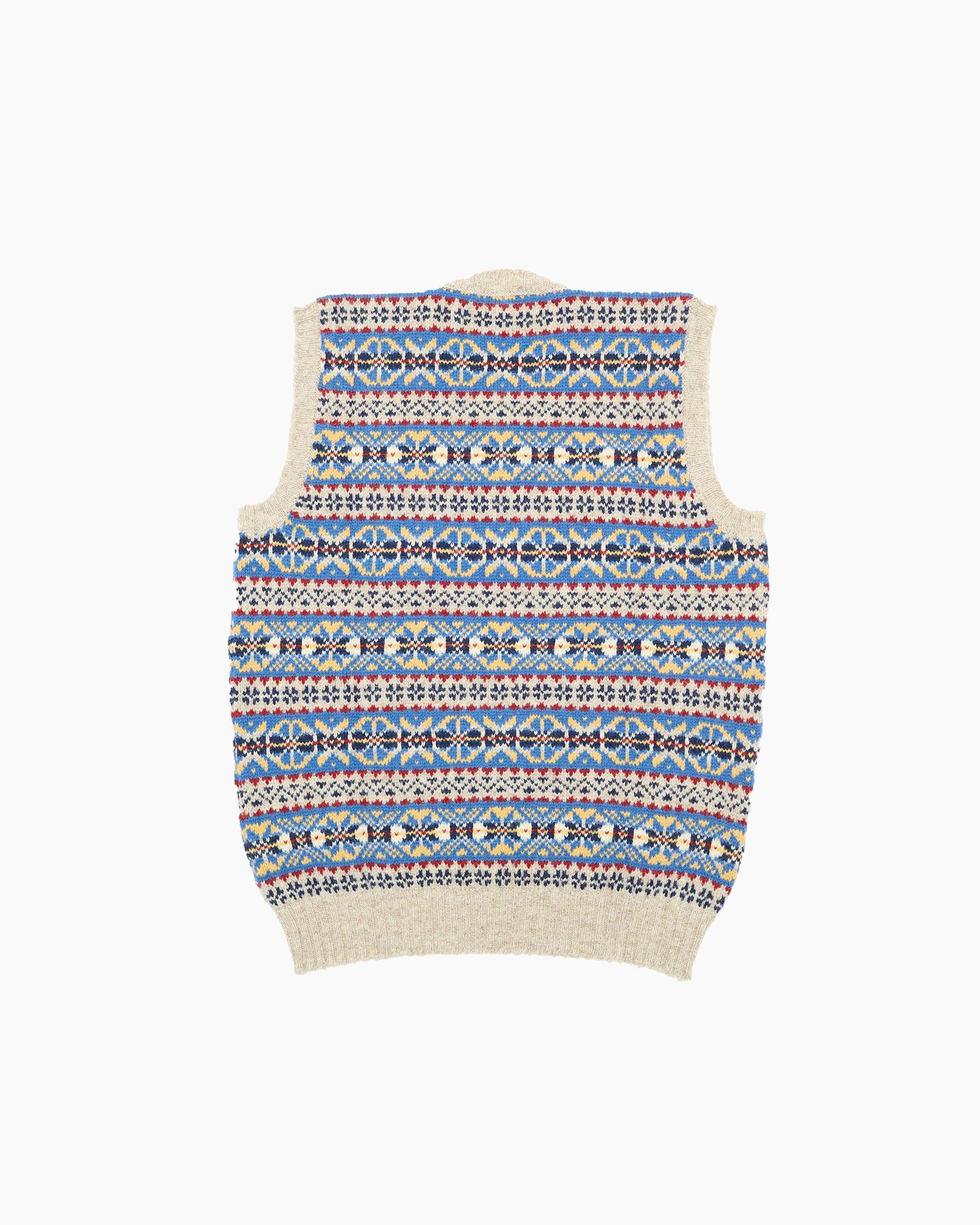 トップス JAMIESON'S FAIR ISLE SWEATER V-NECK VEST Jamieson's : Brushed Fair Isle Vest : Grey – Beige Habilleur