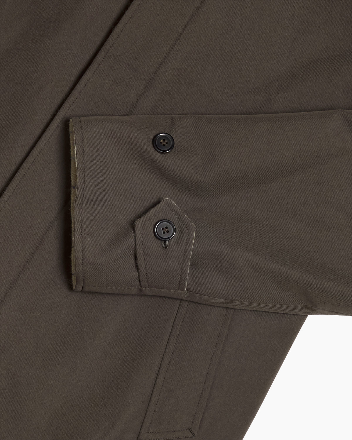 Brown Reversible Wool Cotton Gabardine Overcoat