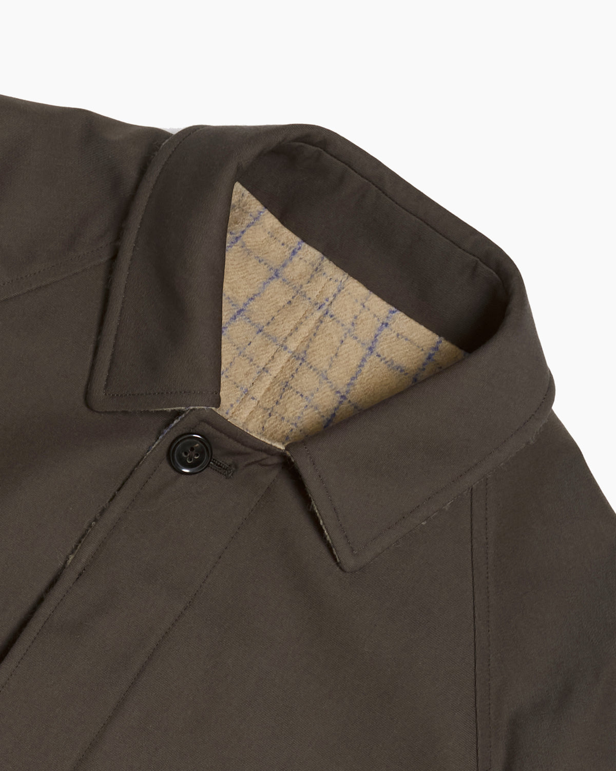 Brown Reversible Wool Cotton Gabardine Overcoat