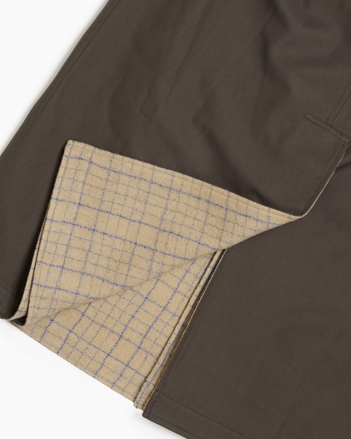 Brown Reversible Wool Cotton Gabardine Overcoat