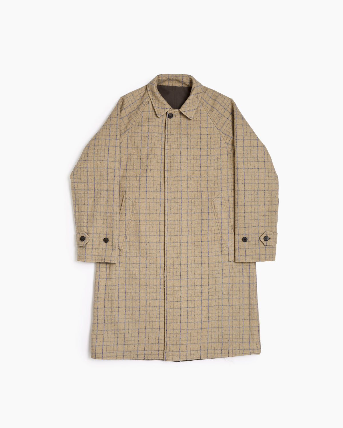 Brown Reversible Wool Cotton Gabardine Overcoat