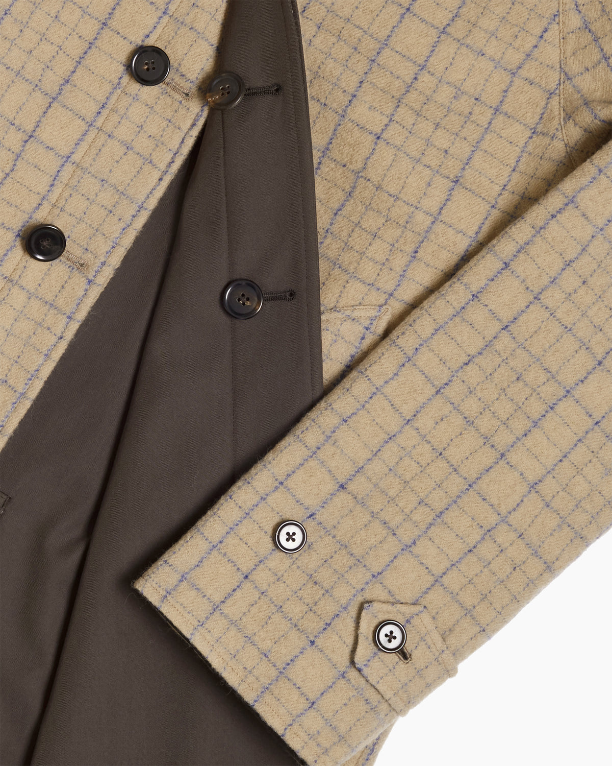 Brown Reversible Wool Cotton Gabardine Overcoat