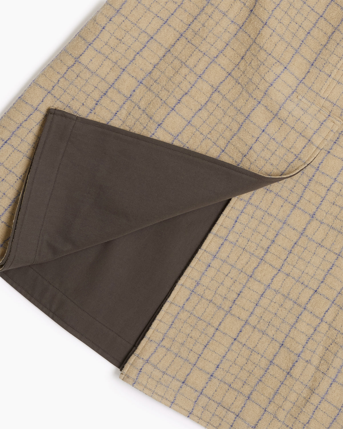 Brown Reversible Wool Cotton Gabardine Overcoat