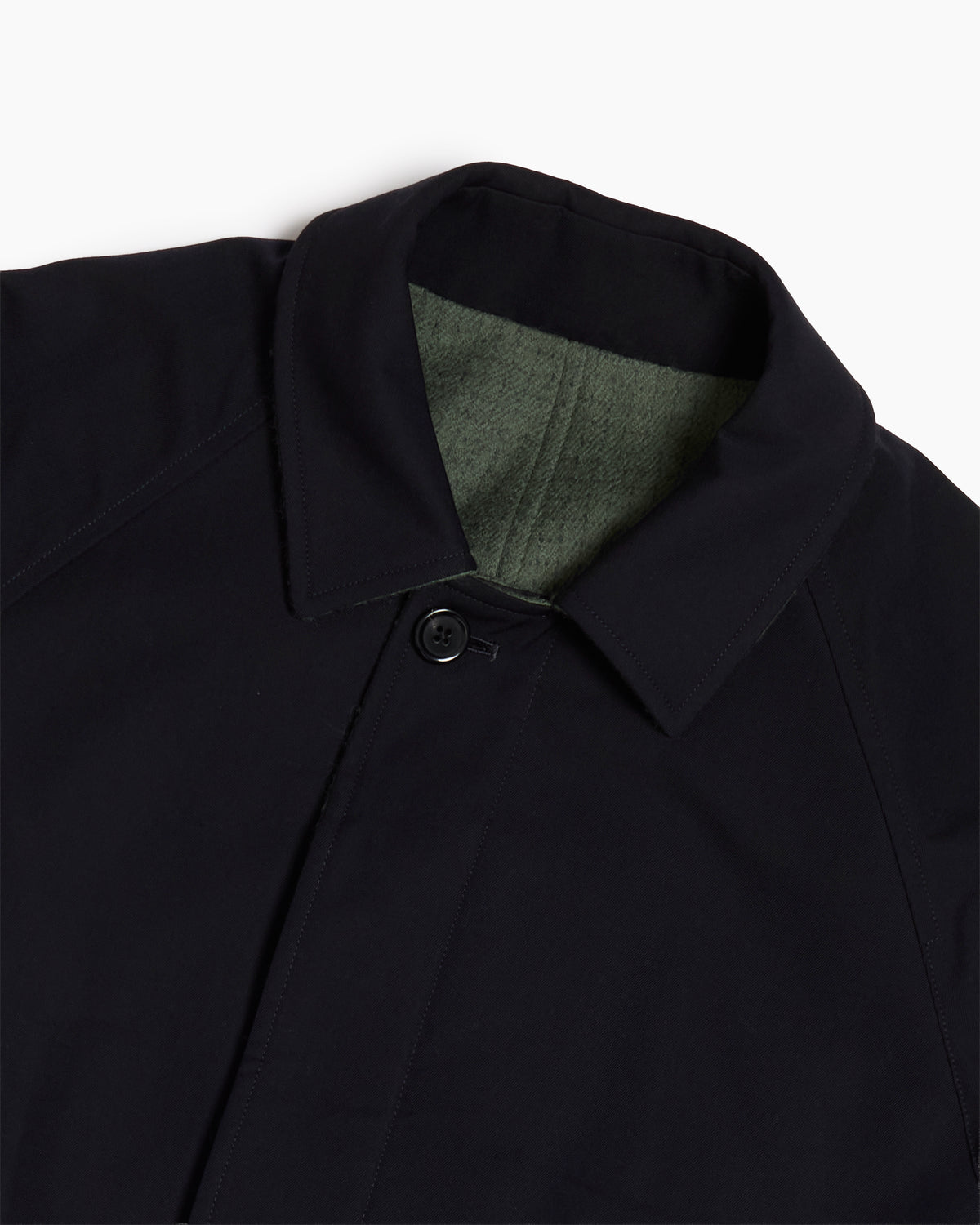 Navy Reversible Wool Cotton Gabardine Overcoat