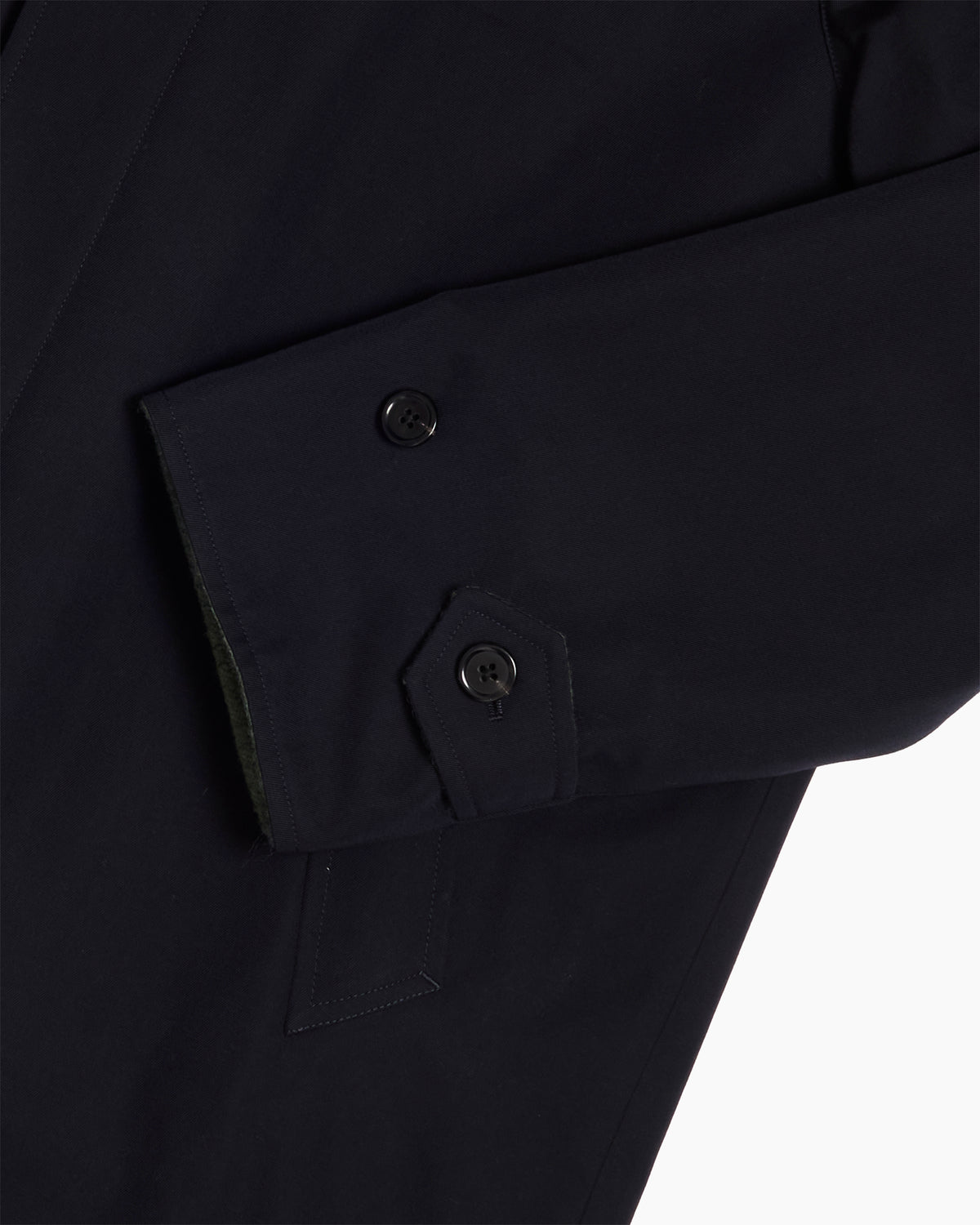 Navy Reversible Wool Cotton Gabardine Overcoat
