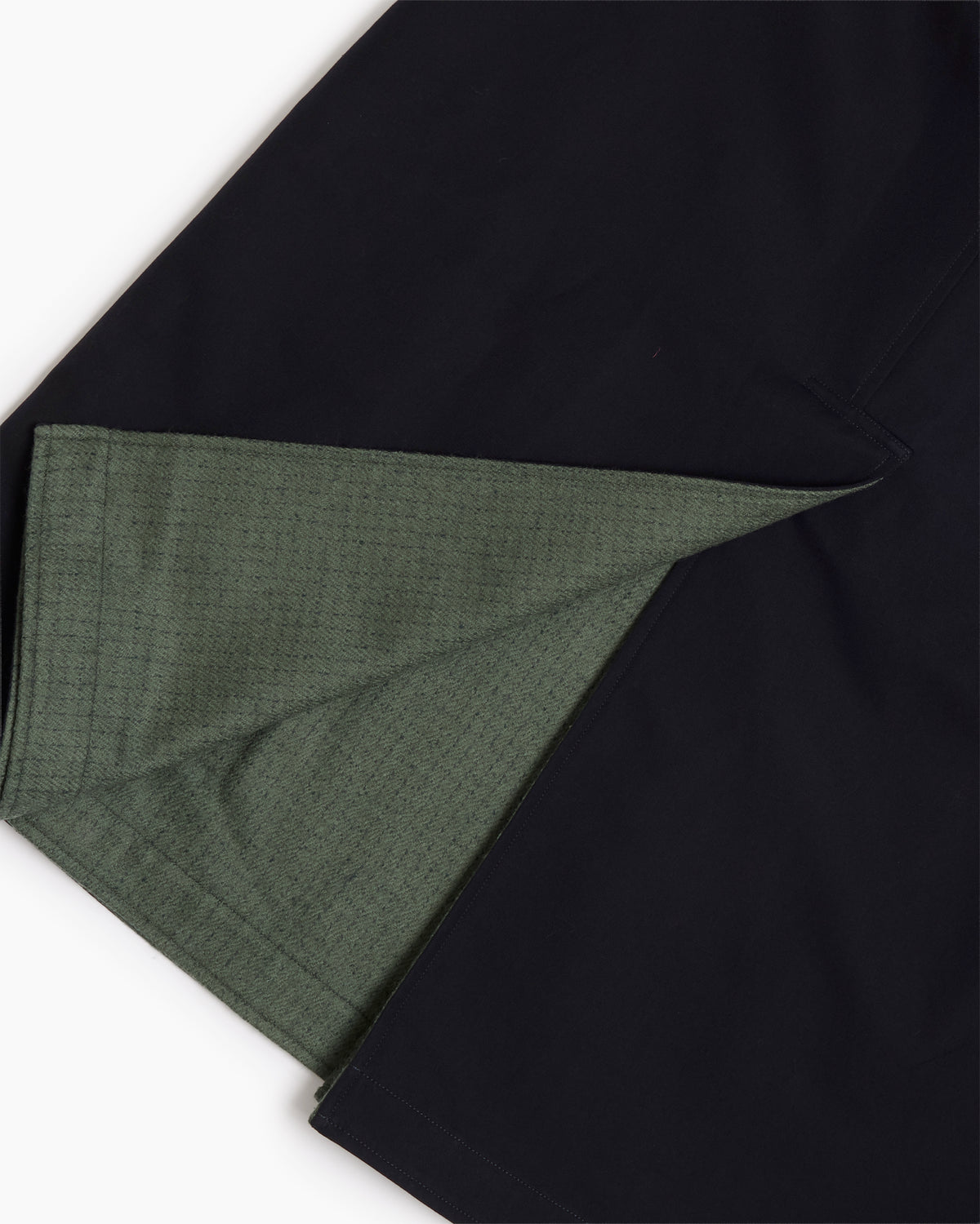 Navy Reversible Wool Cotton Gabardine Overcoat
