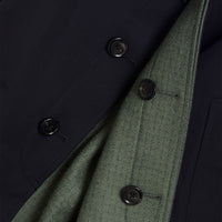 Navy Reversible Wool Cotton Gabardine Overcoat