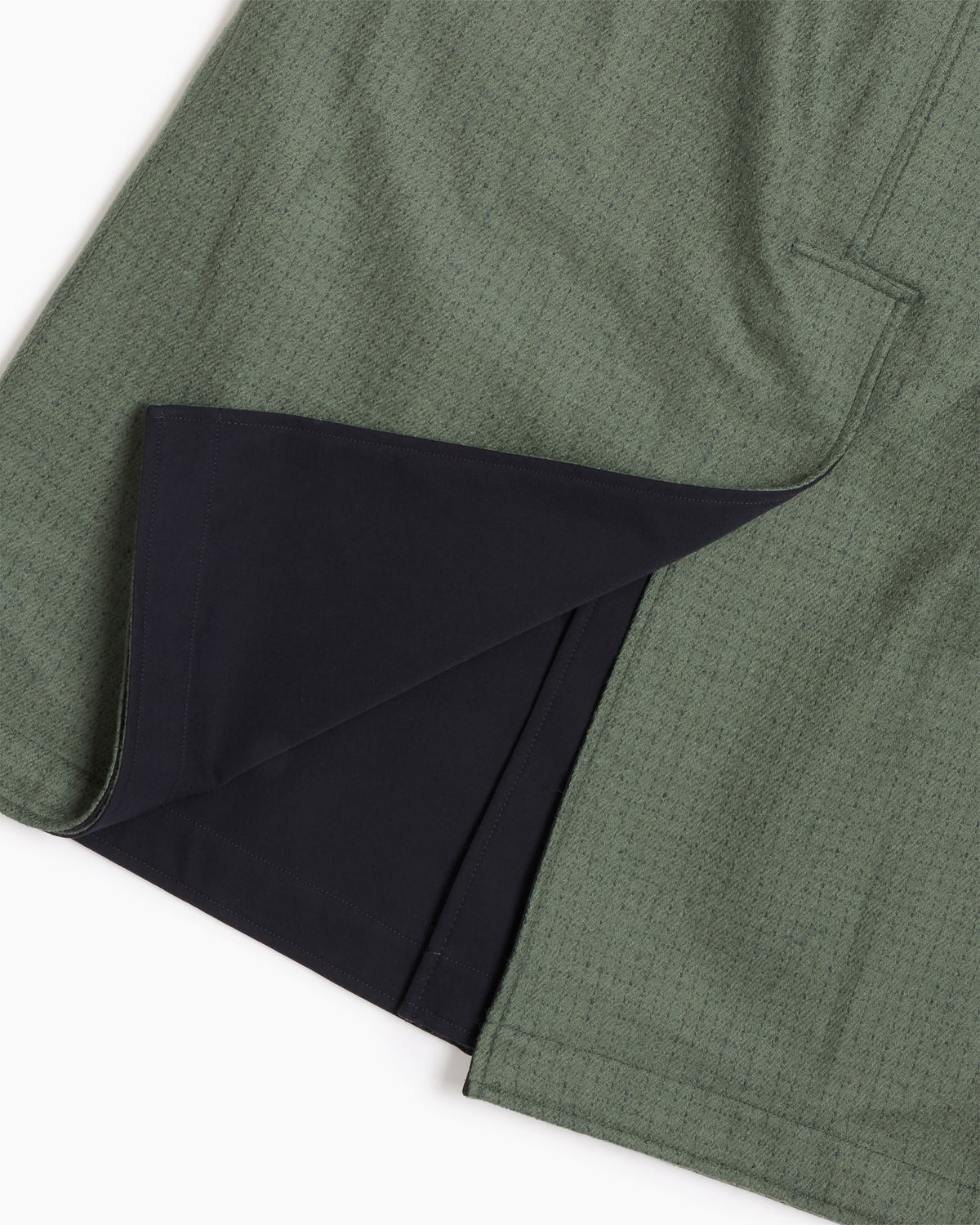 Navy Reversible Wool Cotton Gabardine Overcoat