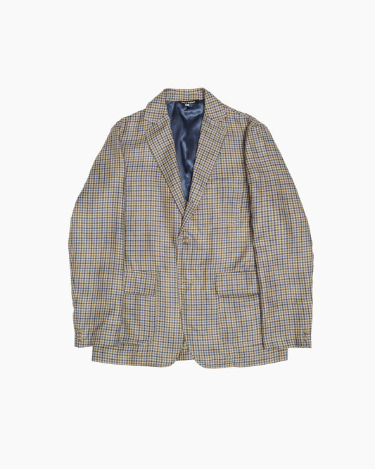 Blue Mini Check Wool & Linen Ivy Jacket