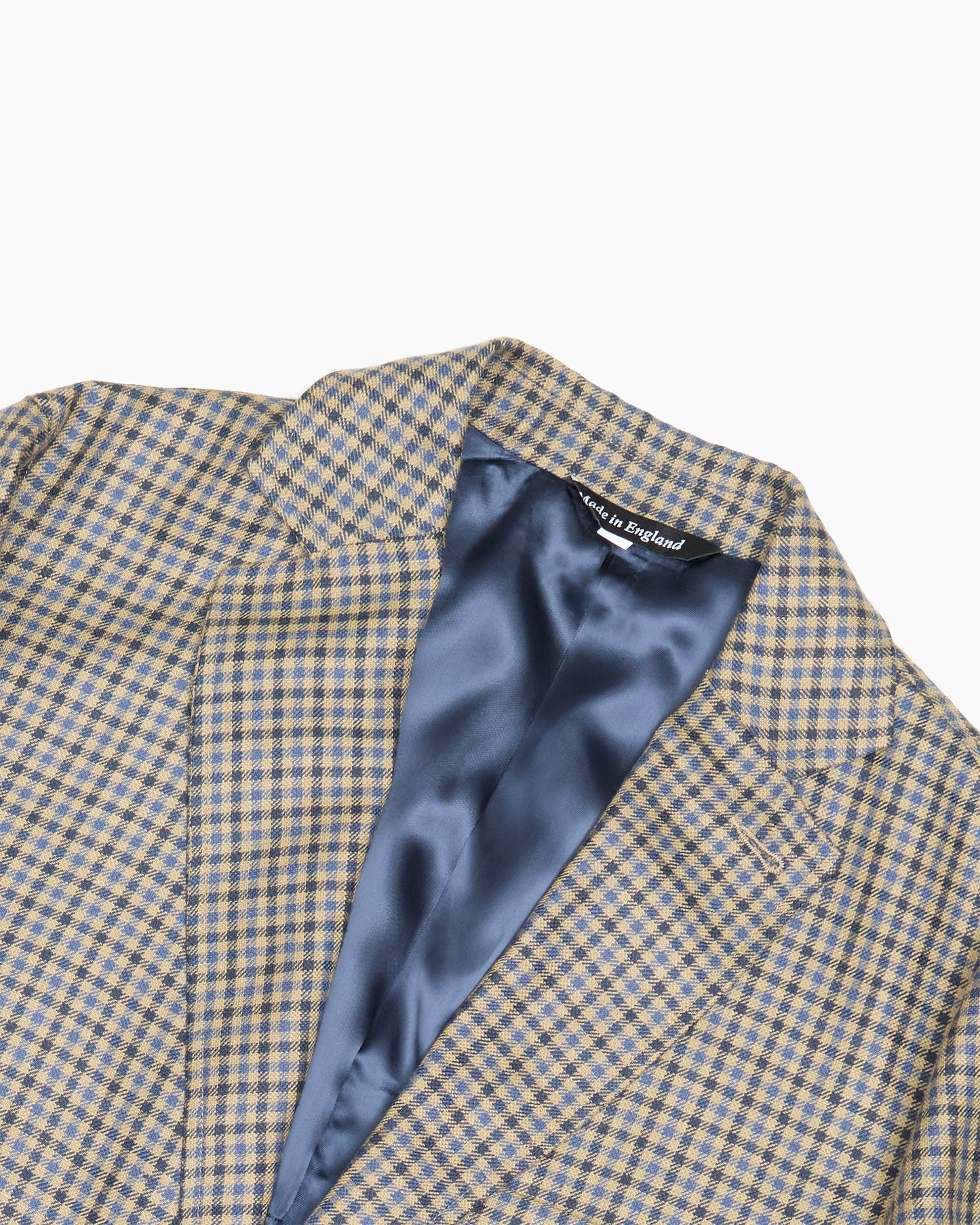Blue Mini Check Wool & Linen Ivy Jacket