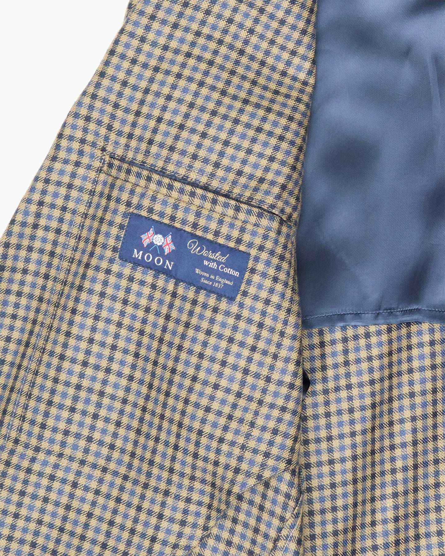 Blue Mini Check Wool & Linen Ivy Jacket