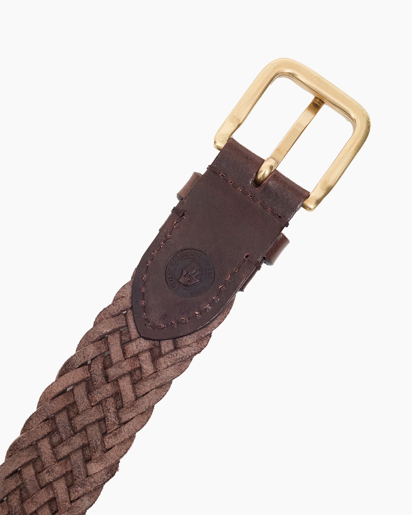 Brown & Brass Woven Leather Belt