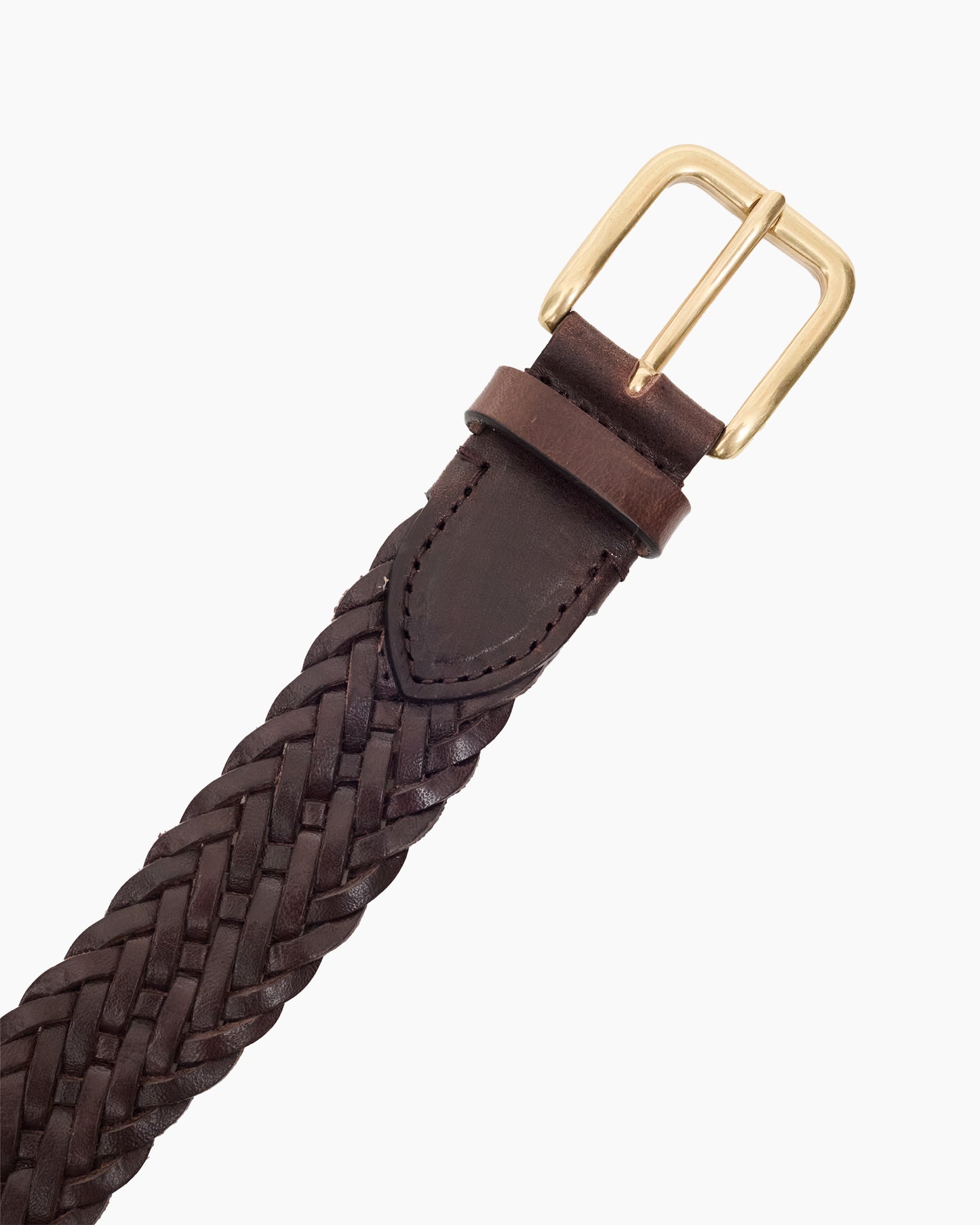 Brown & Brass Woven Leather Belt
