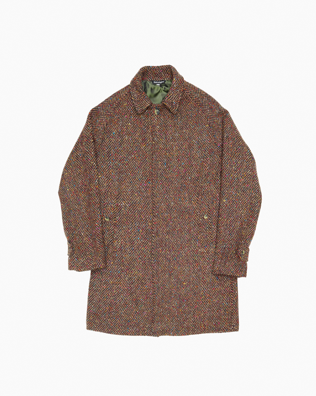 Brown Herringbone Donegal Tweed Overcoat