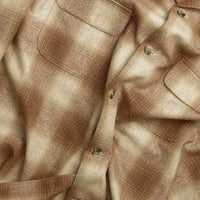 Brown Wool Shadow Plaid Camp Collar Overshirt