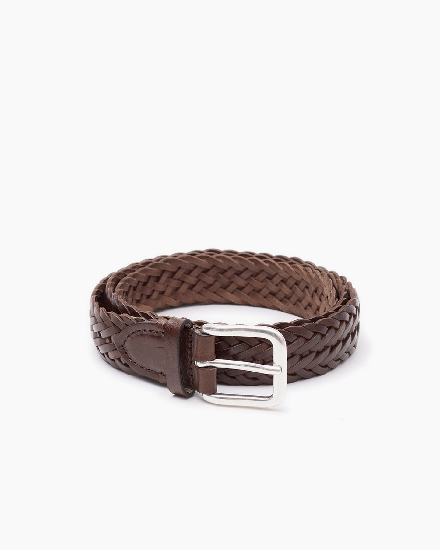 Brown & Silver Woven Leather Belt