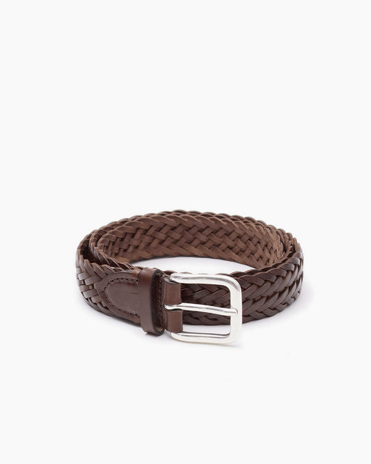 Brown & Silver Woven Leather Belt