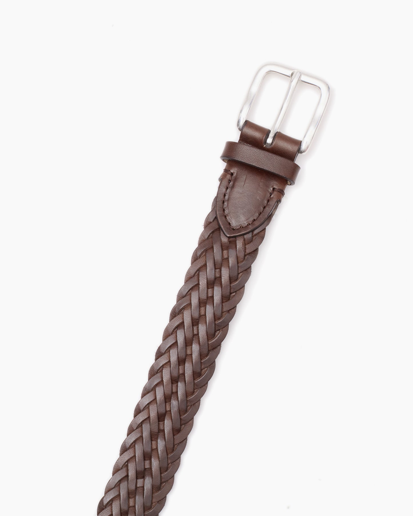 Brown & Silver Woven Leather Belt
